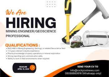 WE ARE HIRING: MINING ENGINEER / GEOSCIENCE PROFESSIONAL (1–3 YEARS EXPERIENCE)